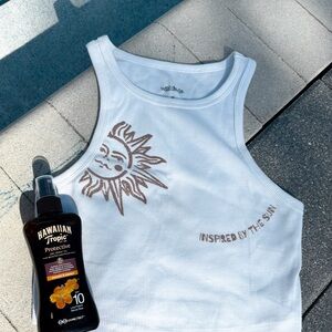White Tank Top with Sun Design